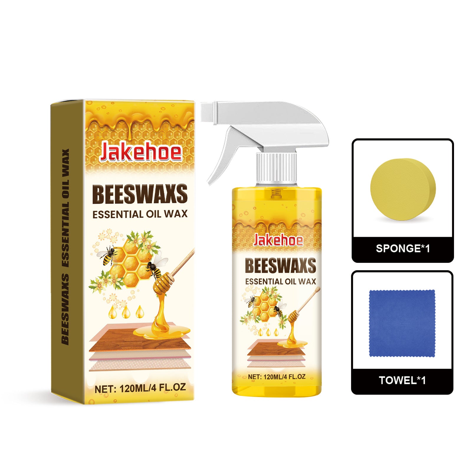 ✨Spray do polerowania drewna z woskiem pszczelim 120 ml (zawiera gąbkę i ręcznik) do pielęgnacji mebli, zapobiegania pęknięciom i ochrony farby.