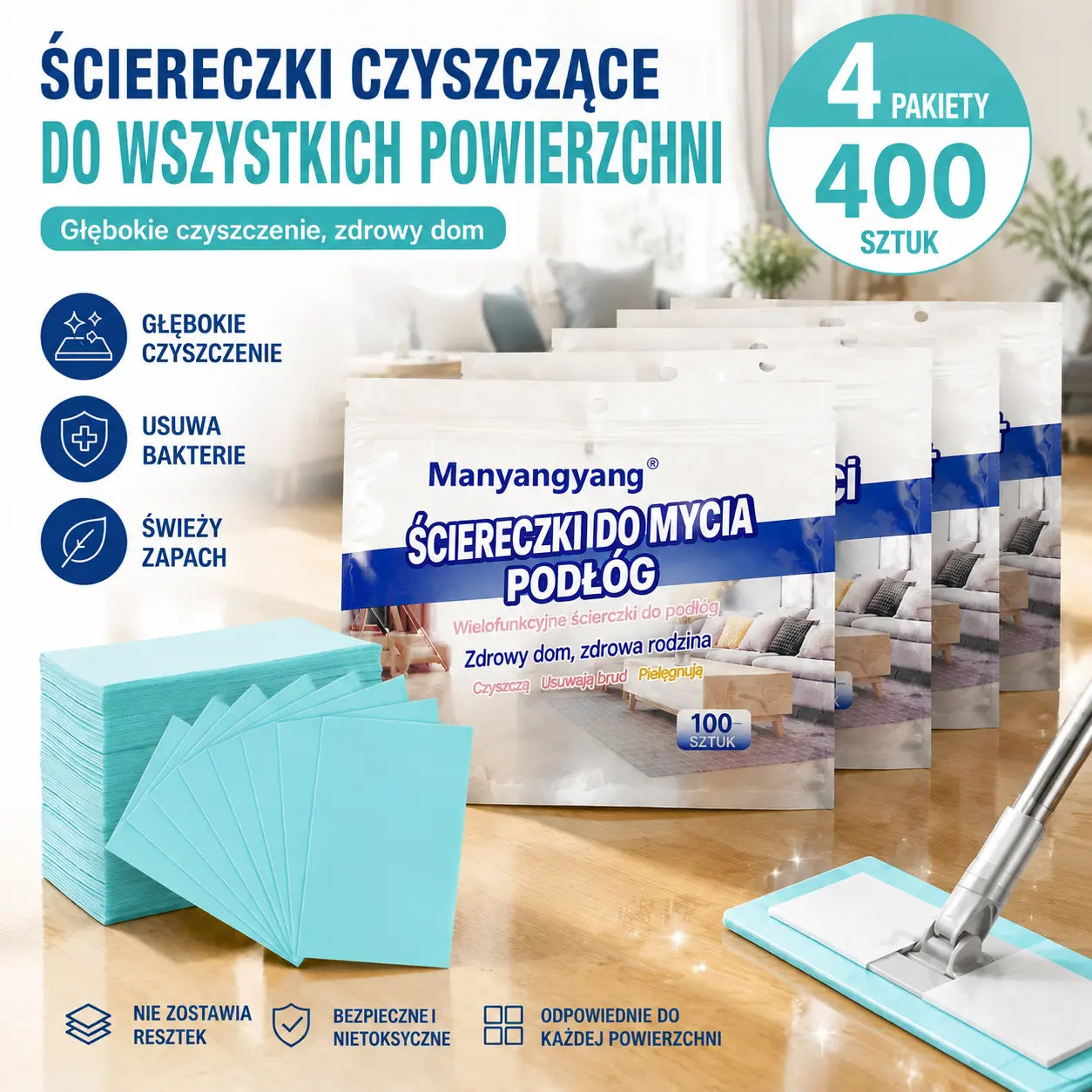 🔥 NAJNIŻSZA CENA W HISTORII! 💥 400 szt. ściereczek do podłóg 💦 Mniej szorowania, łatwiejsze sprzątanie ✨ MEGA PAKIET w SUPER CENIE!