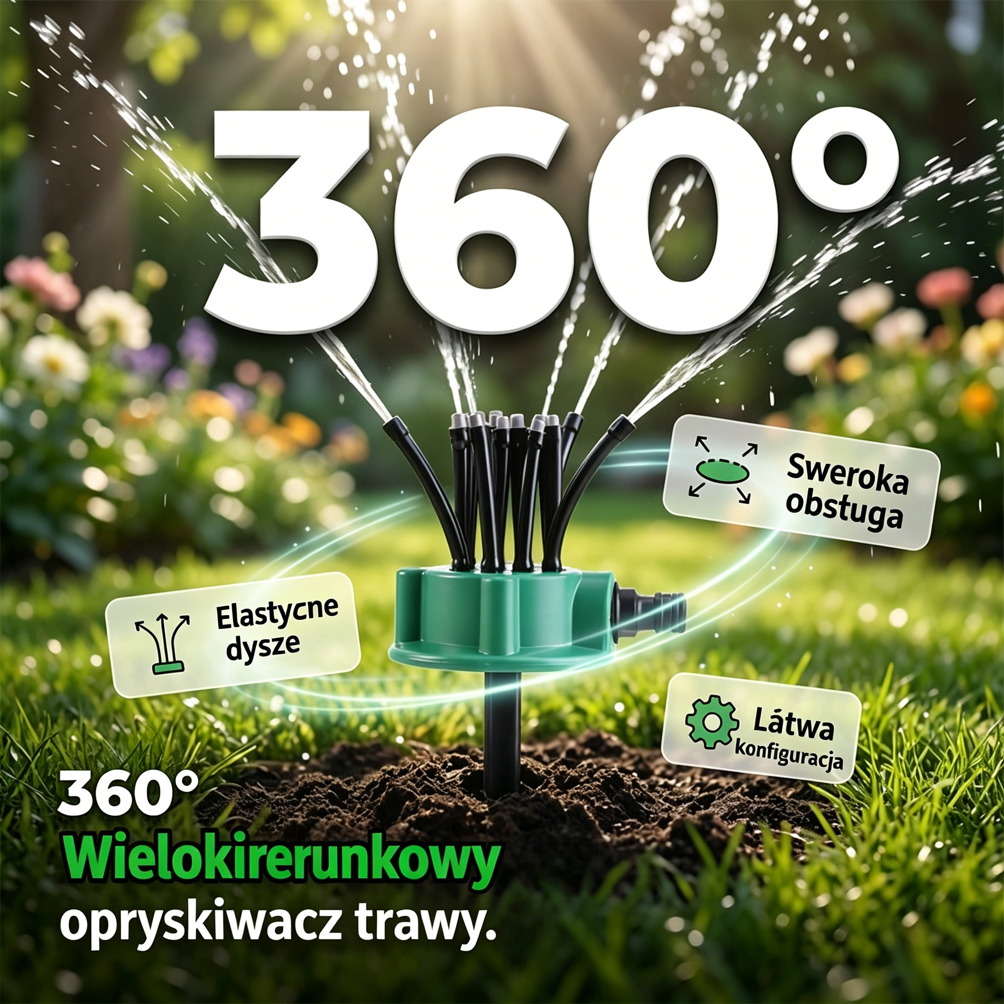 ✨🌺【Kup 1, drugi GRATIS! -64,50 zł/szt.】💦Zraszacz 360° do ogrodu – delikatne podlewanie kwiatów i rabat!Spryskaj równomiernie, nie uszkadzając płatków.