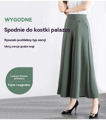 【M-5XL】 Nowe damskie letnie szerokie nogawki Ice Silk Cropped Pants，Moda  na co dzień