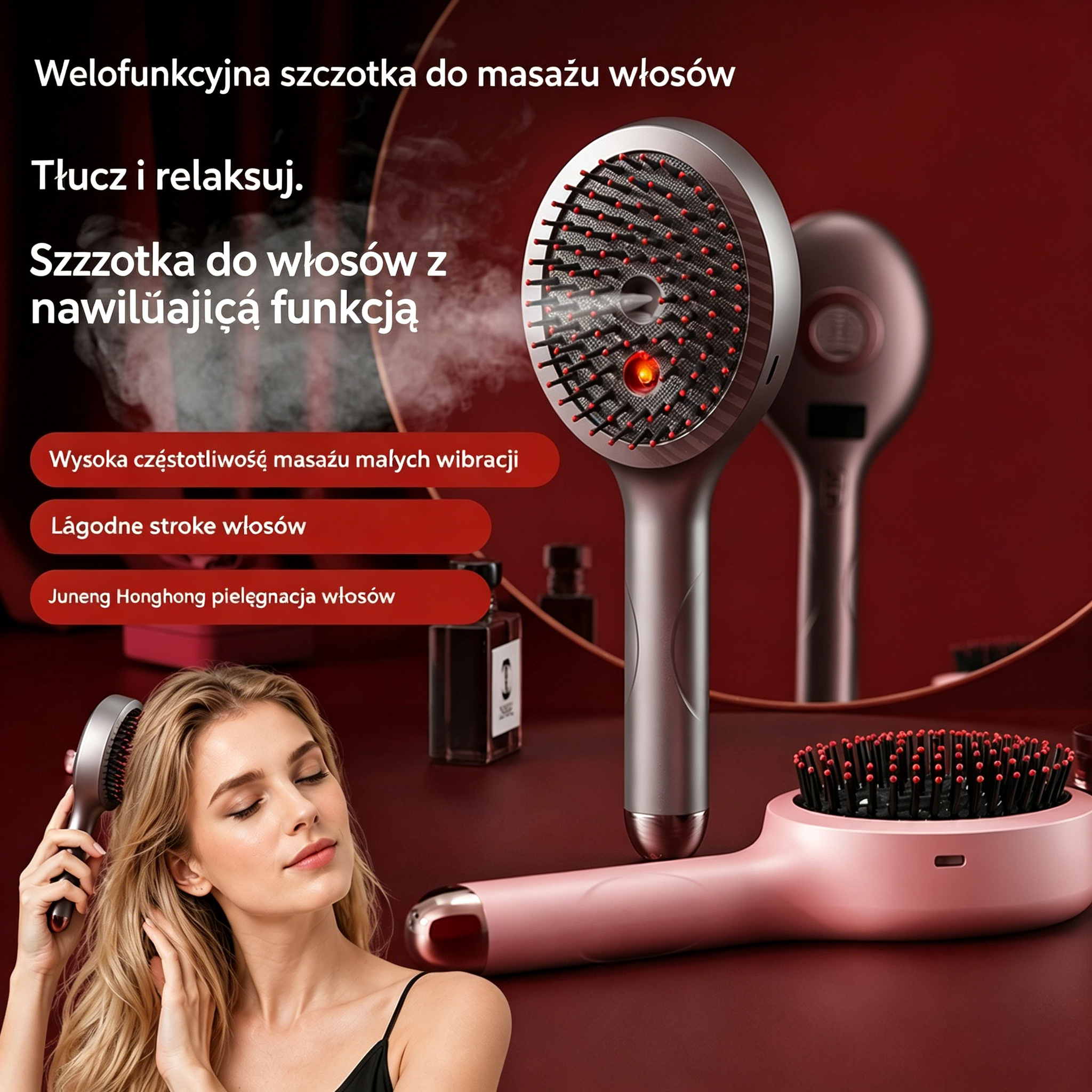 💆‍♀️🔥 Hit sprzedaży 2026!  ✨Grzebień masujący z funkcją spryskiwania i masażu wibracyjnego