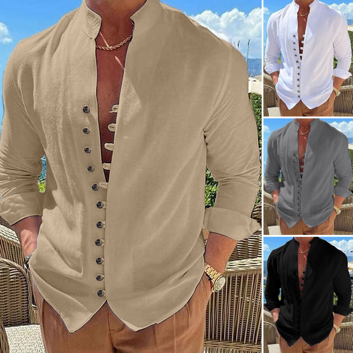 👔 50% zniżki🔥【40-100 kg】Męska koszula bawełniano-lniana, duże rozmiary ✅️Płatność przy odbiorze