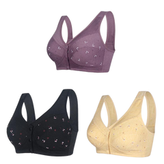 ✨【3 sztuk - 36 zł / sztuka】💞[40–105 kg] Damski biustonosz bez fiszbin z zapięciem z przodu🎉100% bawełna, oddychający