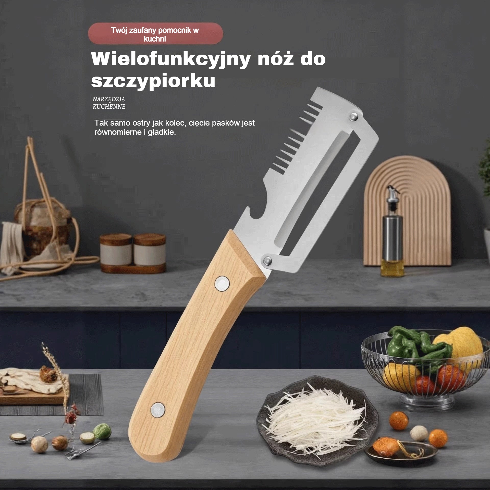 ✅【Kup 1, otrzymaj 1 gratis!】🧅🔪 Wielofunkcyjna obieraczka kuchenna 3 w 1: obiera, kroi i otwiera butelki! 🔥