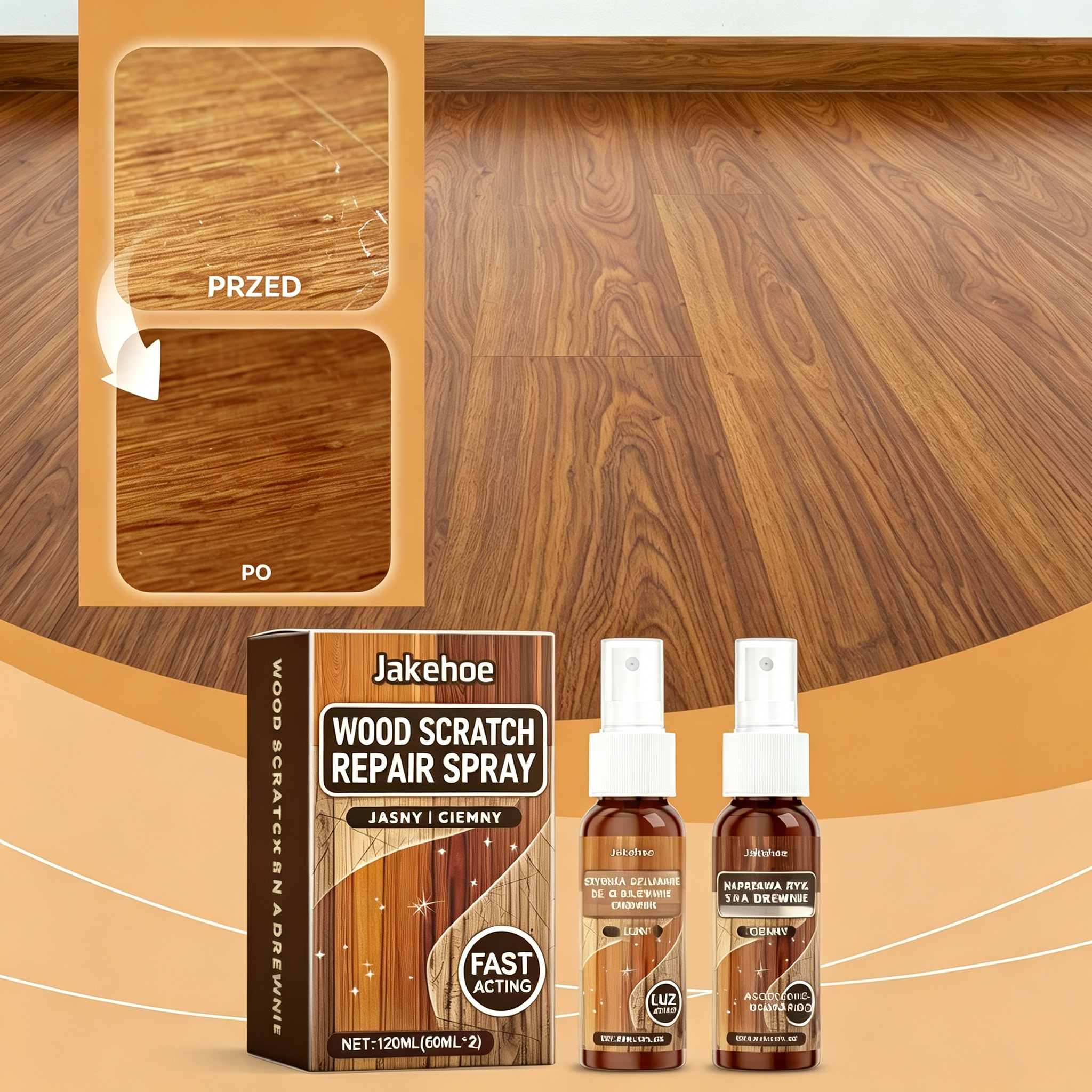 ✨🌳Kup 2, otrzymaj 2 gratis! 💥[Łącznie 240 ml] Środek do czyszczenia i nabłyszczania drewnianych podłóg