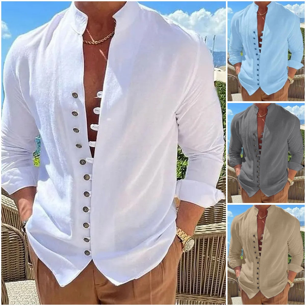 👔 50% zniżki🔥【40-100 kg】Męska koszula bawełniano-lniana, duże rozmiary ✅️Płatność przy odbiorze